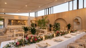 Christmas dinner setup at Sandara restaurant Dunes Beach Resort