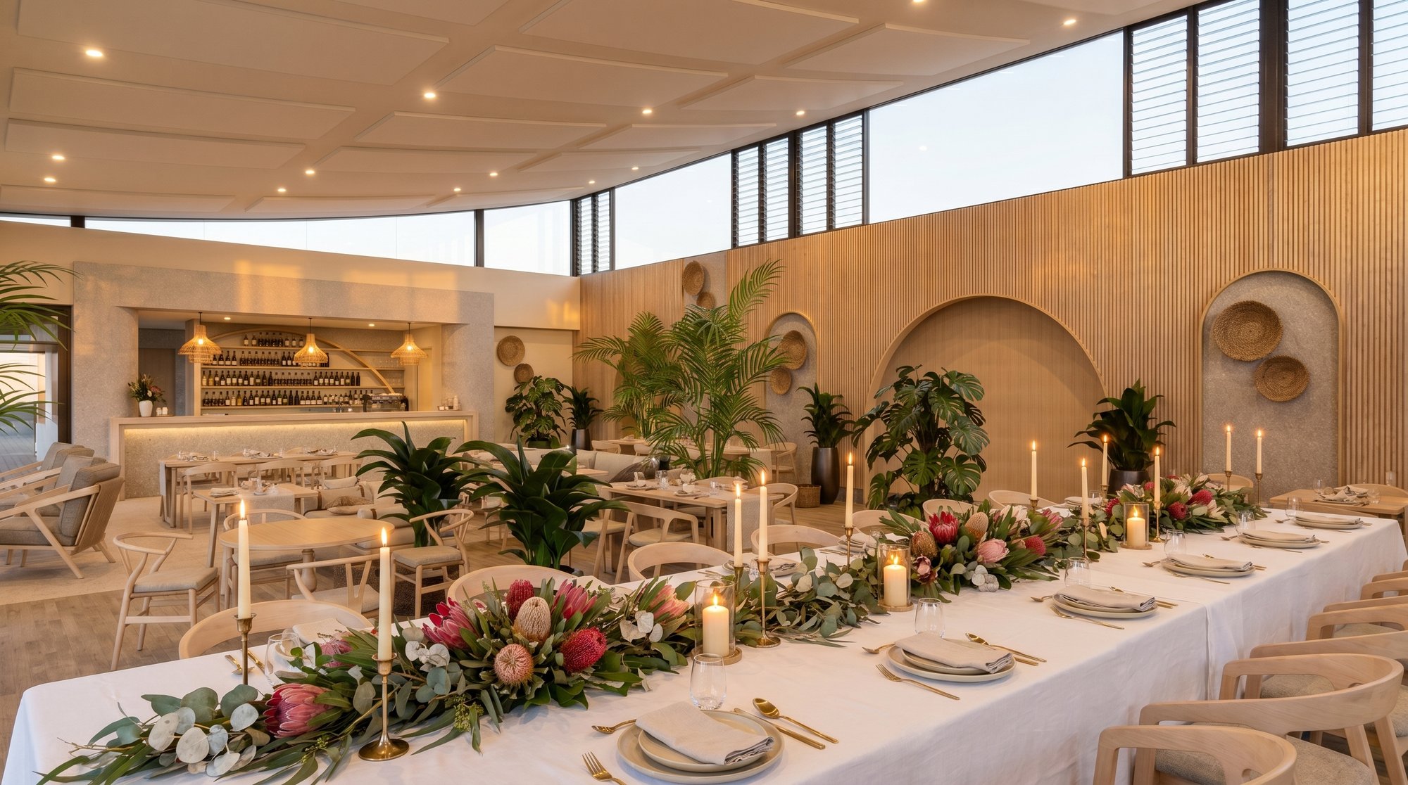 Christmas dinner setup at Sandara restaurant Dunes Beach Resort