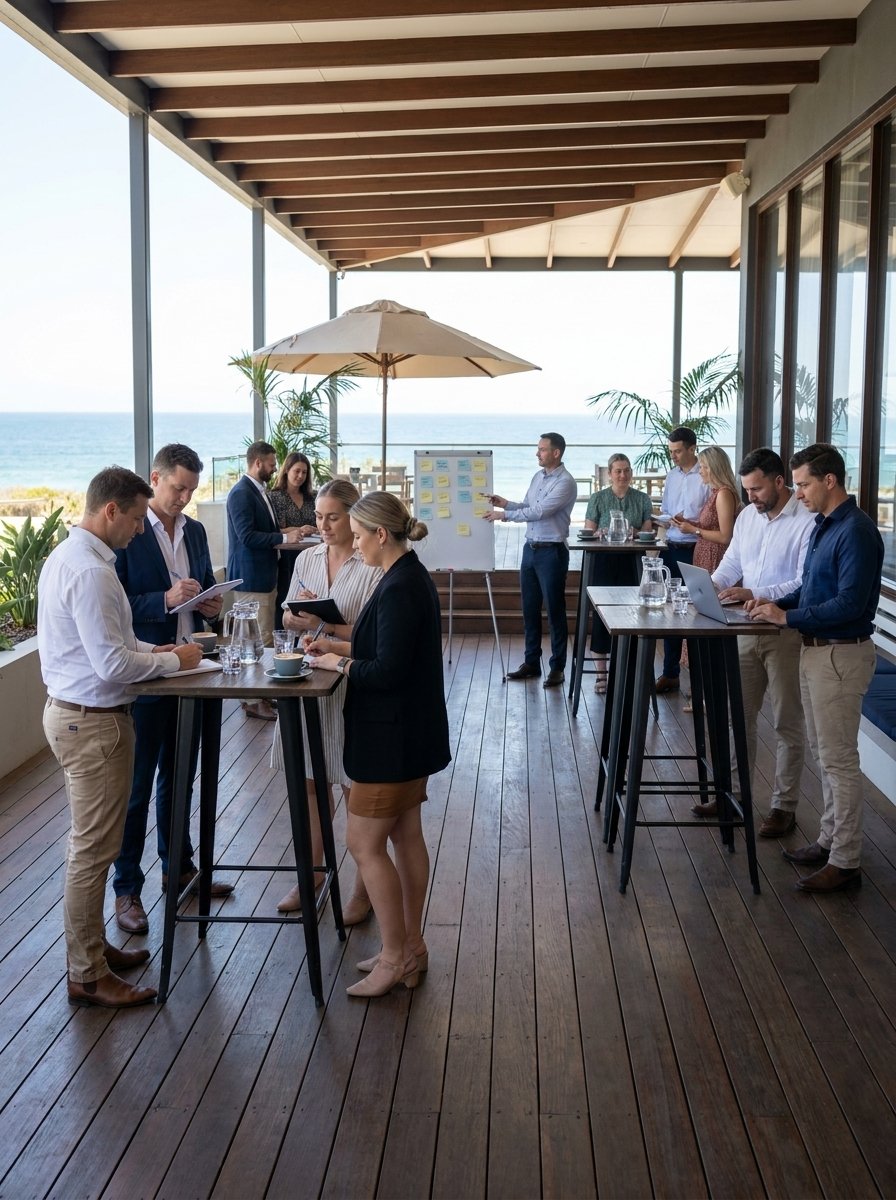 Corporate breakout on the alfresco deck at Dunes Beach Resort