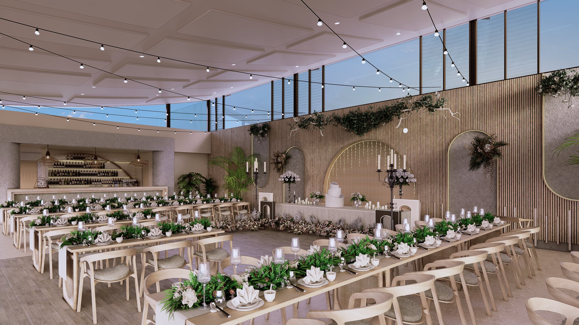 Beachfront function room at Dunes Beach Resort ready for a wedding or event